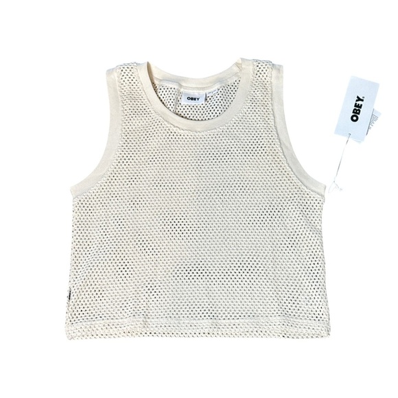 Obey Hudson Mesh Tank Top White Size S NWT | Streetwear Y2K Minimalist - Picture 5 of 10